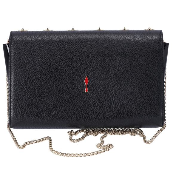 Christian Louboutin Paloma Clutch Crossbody Black Red Leather - Picture 2 of 7